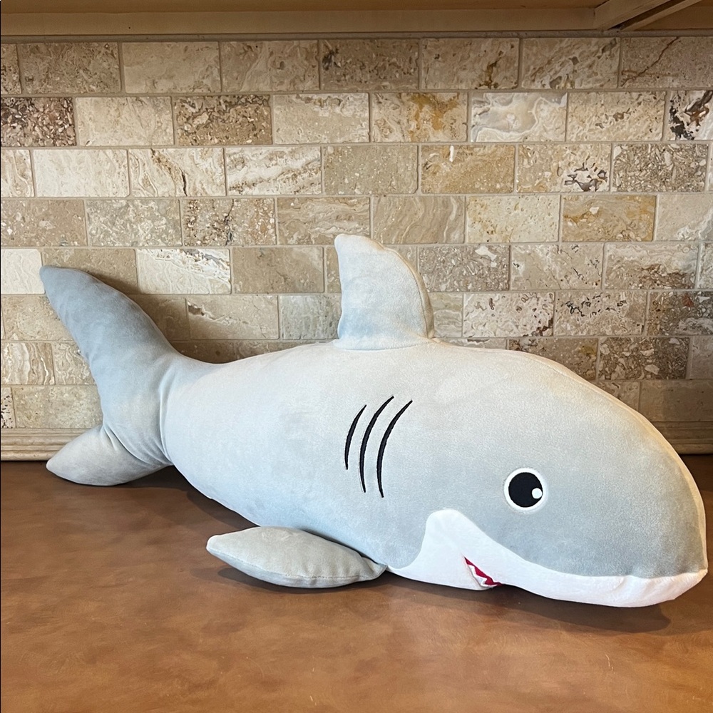 Plush Shark, light gray with white belly, good /clean condition